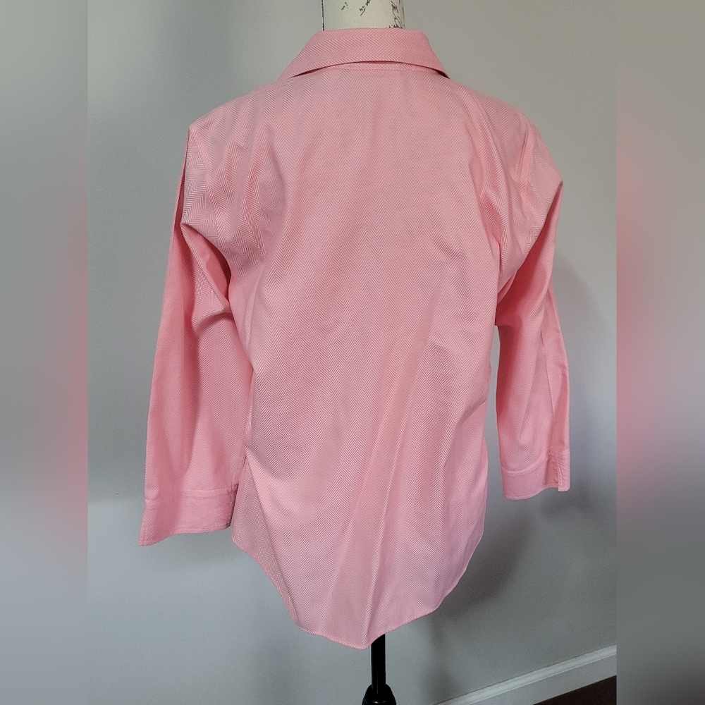 Liz Claiborne pink herringbone pattern, no iron Oxford shirt in size 10 - Picture 7 of 12